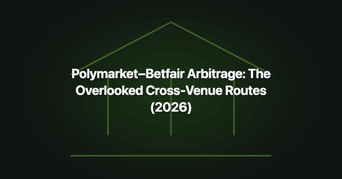 Polymarket and Betfair arbitrage article cover showing a cross-venue route